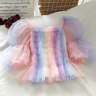 rainbow smocked top