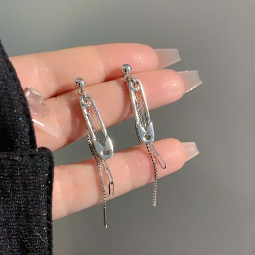 Safety pin deals drop earrings