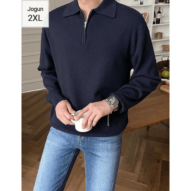 Collared QuarterZip Sweater YesStyle