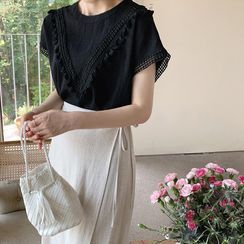 LEELIN - Cap-Sleeve Tassel-Detail Top LEELIN - Cap-Sleeve Tassel-Detail Top
