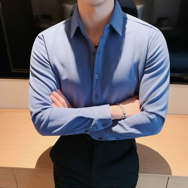 Blueforce-Plain Button-Up Shirt