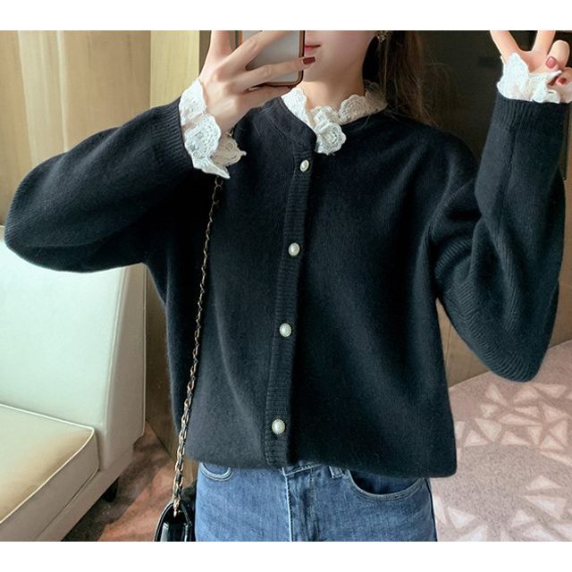 lace trim cardigan