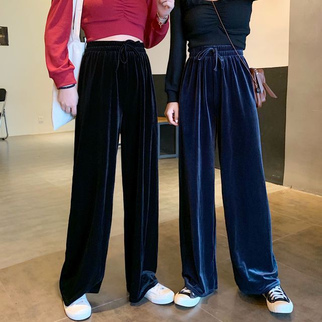 Whoosh-Velvet Wide-Leg Pants