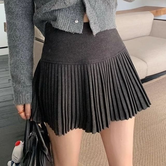 Cloud Nine-High Waist Plain A-Line Mini Skirt