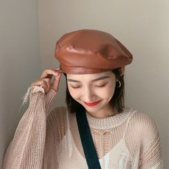 FROME - Faux Leather Beret Hat | YesStyle