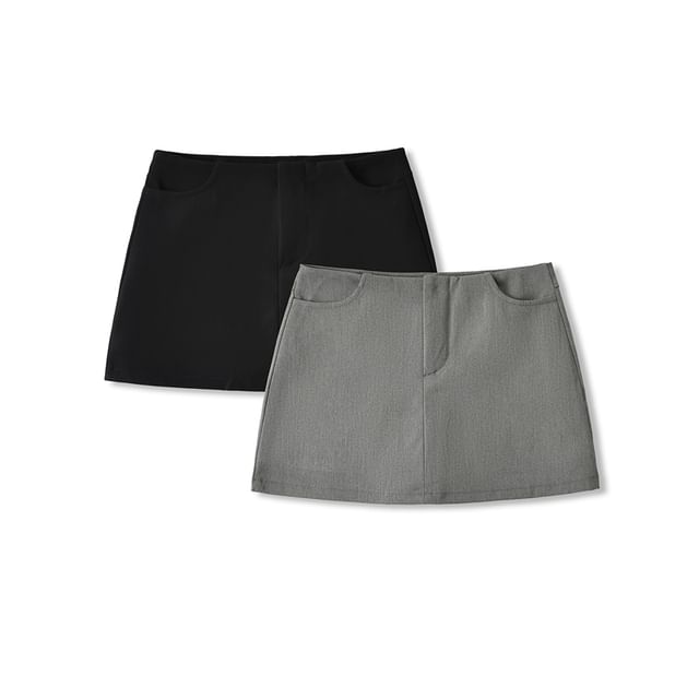 Ulark-Low Waist Mini A-Line Skirt