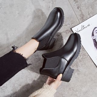 leather block heel ankle boots