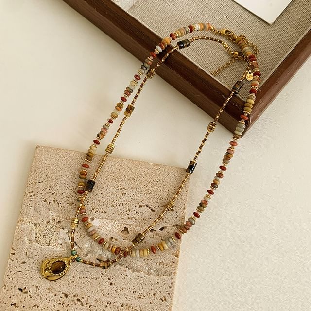Show Mind-Beaded Pendant Necklace Set