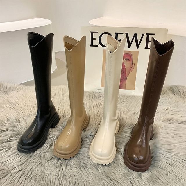 Vindler-Platform Plain Tall Boots