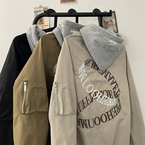 Oversized bomber best sale jacket with hoodie