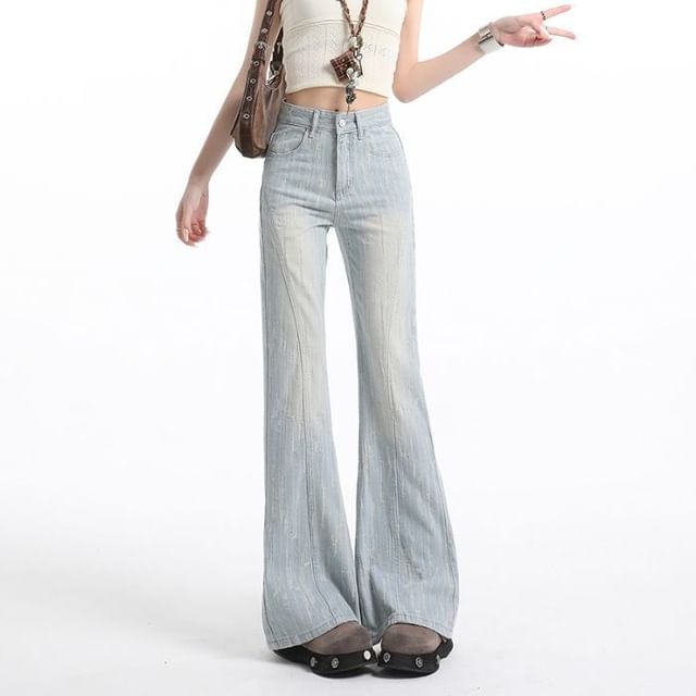 Denimot-High Waist Washed Flared Jeans Various Designs