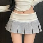 Rosesand - Low Waist Color-Block Paneled Lace-Trim Mini