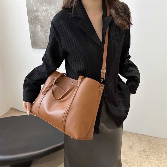 Maorong-Faux Leather Tote Bag