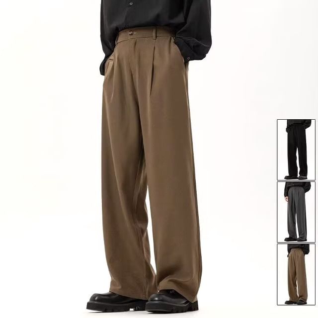 Blueforce-High Waist Plain Wide Leg Pants