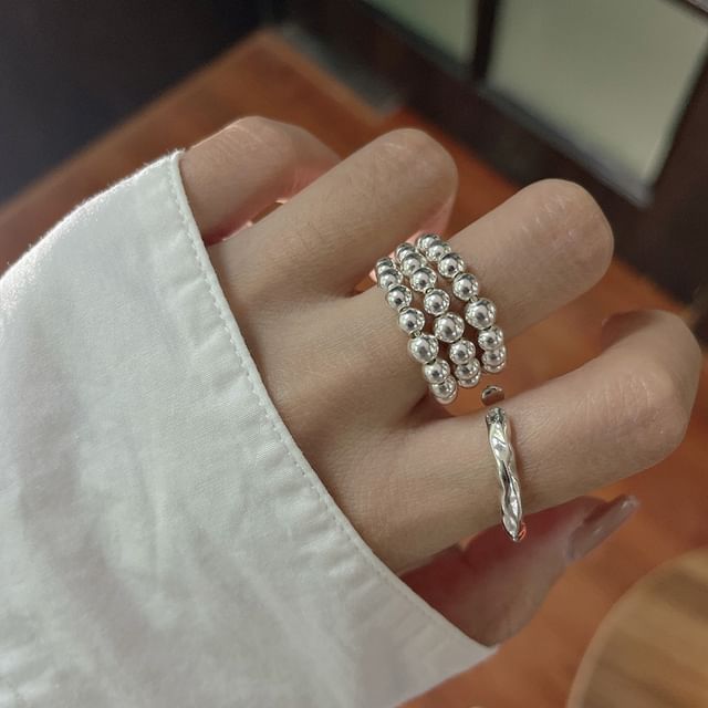 Seirios-Bead Layered Alloy Open Ring