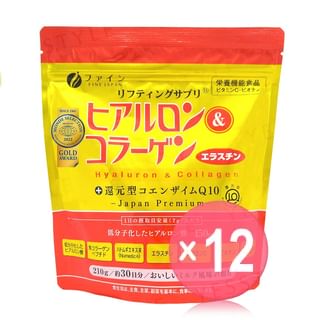 FINE JAPAN - Hyaluron & Collagen + Ubiquinol Q10 Powder Refill (x12) (Bulk Box)