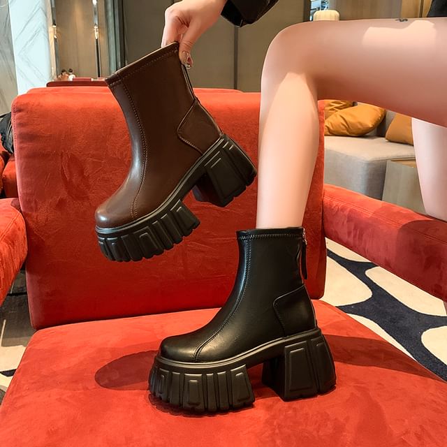 Sleeko-Faux Leather Platform Short Boots