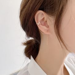 Agape - Rhinestone Threader Earring with Cuff Agape - Rhinestone Threader Earring with Cuff