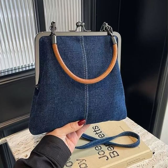 Basaran-Kiss Lock Denim Crossbody Bag