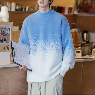 Bay Go Mall-Mock Neck Gradient Sweater