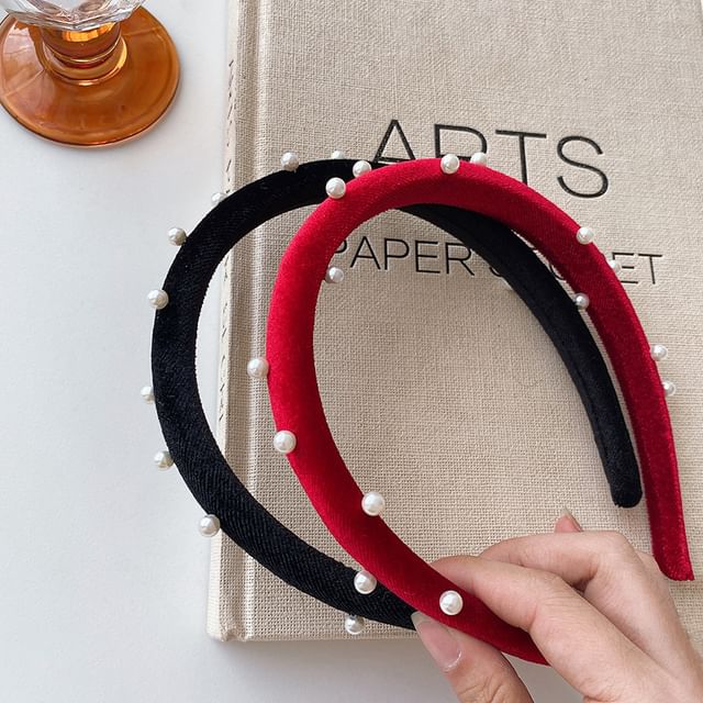 Kiren-Beaded Velvet Headband