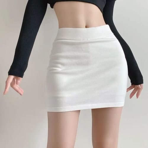 Women Plain Seamless Under Skirts - White – BONJOUR