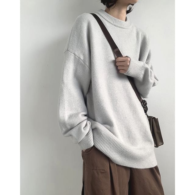 Lorencho-Drop-Shoulder Plain Sweater