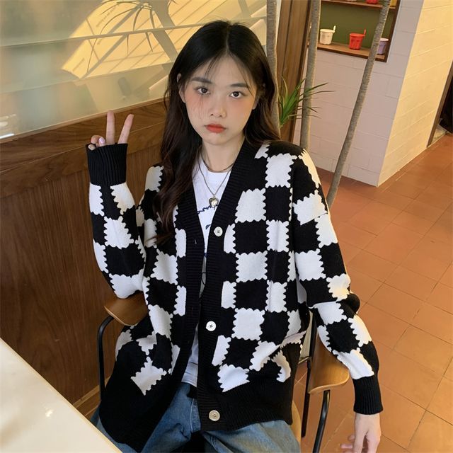 checkerboard cardigan