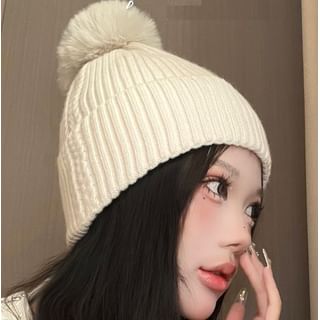 4-4 STUDIO-Pom Pom Knit Beanie