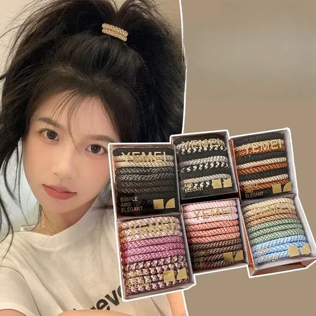 LIDO-Simple Woven Color Panel Hair Tie Set