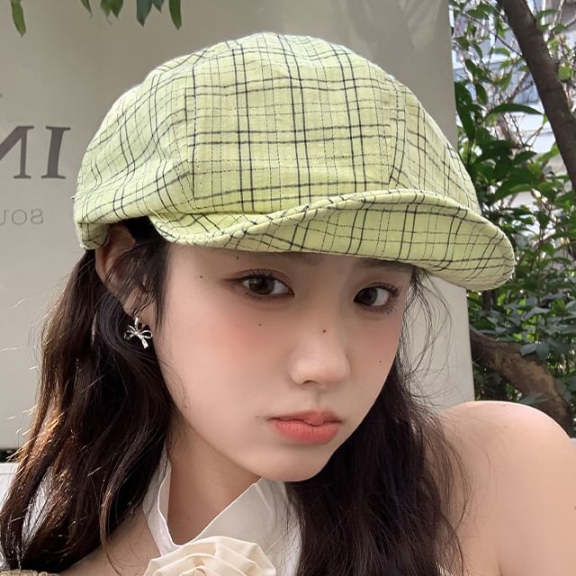 Pompabee-Plaid Newsboy Cap