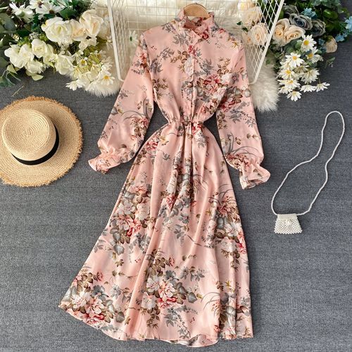 Lucuna - Long-Sleeve Floral Print Midi A-Line Dress | YesStyle Lucuna - Long-Sleeve Floral Print Midi A-Line Dress | YesStyle