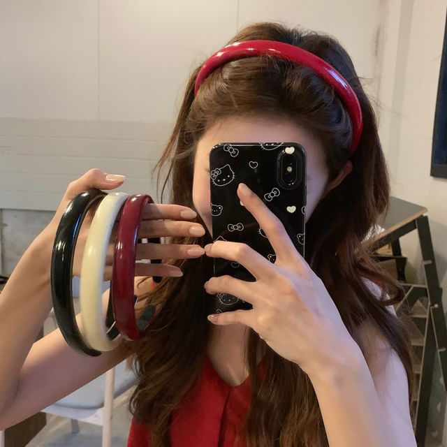 Daeuni-Plain Faux Leather Headband