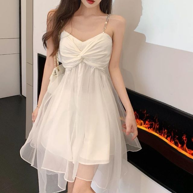 navy blue dress for baby girl Pale Blue Satin Rhinestone Strap Belt A-Line Prom Dresses, CP0054 US16 / As Pic main image 0
