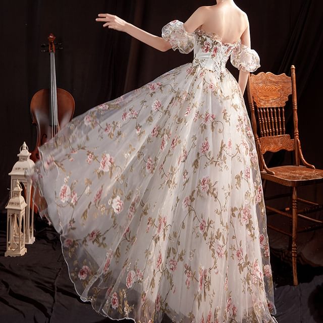 Fioridi - Floral A-Line Evening Gown ...