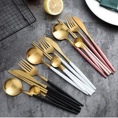 Cheemee - Two-tone Stainless Steel Chopsticks / Knife / Fork / Spoon / Set Cheemee - Two-tone Stainless Steel Chopsticks / Knife / Fork / Spoon / Set