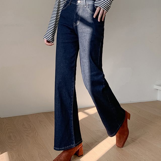 JUSTONE - Bell-Bottom Indigo Jeans | YesStyle