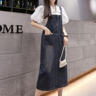 Kira Denim Midi Jumper Dress Sale