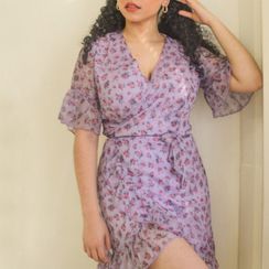 Sosana - Floral Print Short-Sleeve Mini A-Line Dress Sosana - Floral Print Short-Sleeve Mini A-Line Dress