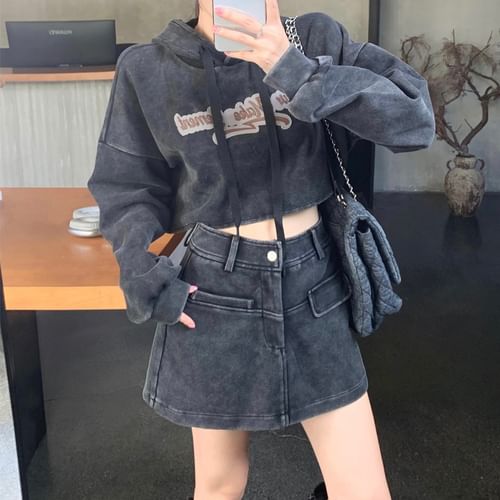 Denim skirt with on sale hoodie