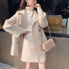 Antoinine - Set: Double Breasted Coat + A-Line Mini Skirt Antoinine - Set: Double Breasted Coat + A-Line Mini Skirt