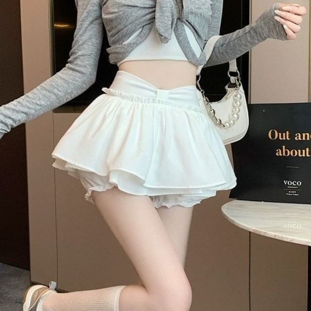 Essere-High Waist Plain A-Line Skort