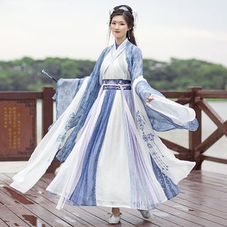 Nuwa - Hanfu Set: Light Jacket + Long-Sleeve Top + Maxi Skirt + Scarf ...