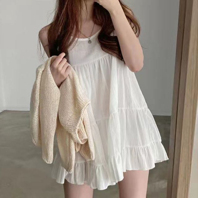 Coris - Ruffle Chiffon Tank Top Dress | YesStyle