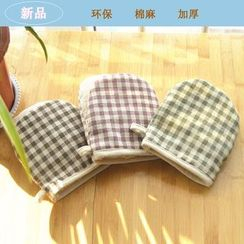 Hyole - 格子棉麻加厚隔熱防燙手套 Hyole - 格子棉麻加厚隔熱防燙手套