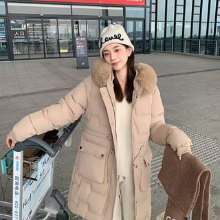 Sienne Plain Drawstring Waist Hood Zip Puffer Coat Sale