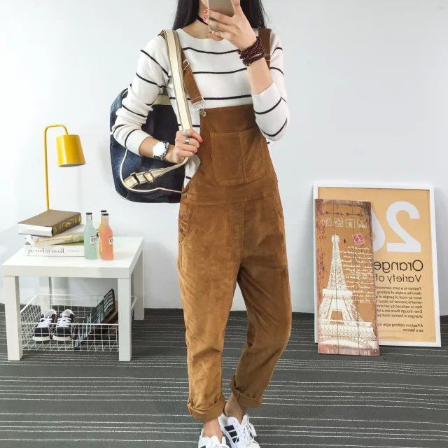 Aigan-Corduroy Dungaree Pants