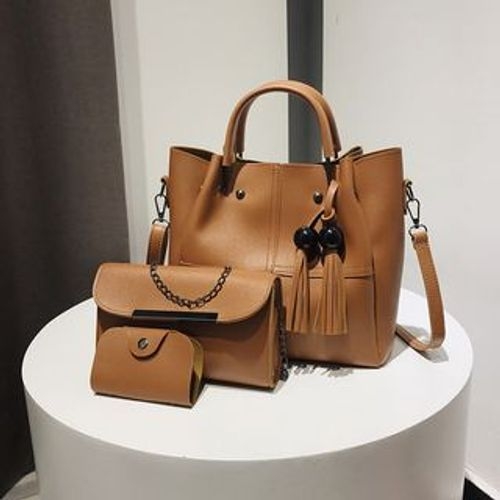 Auree - Set: Faux Leather Tote Bag + Crossbody Bag + Card Holder | YesStyle