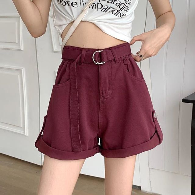 Ikvy High Waist Belted Denim Shorts Yesstyle