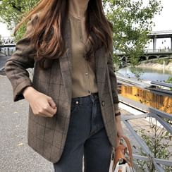 YUMU - Plaid Single Breasted Blazer YUMU - Plaid Single Breasted Blazer